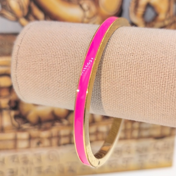 J. Crew Jewelry - J. Crew Pink and Gold Enamel Bangle Bracelet